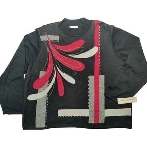 Alfred Dunner Women Plus 2X Knightsbridge Station Mock Neck Floral Sweater NEW‎